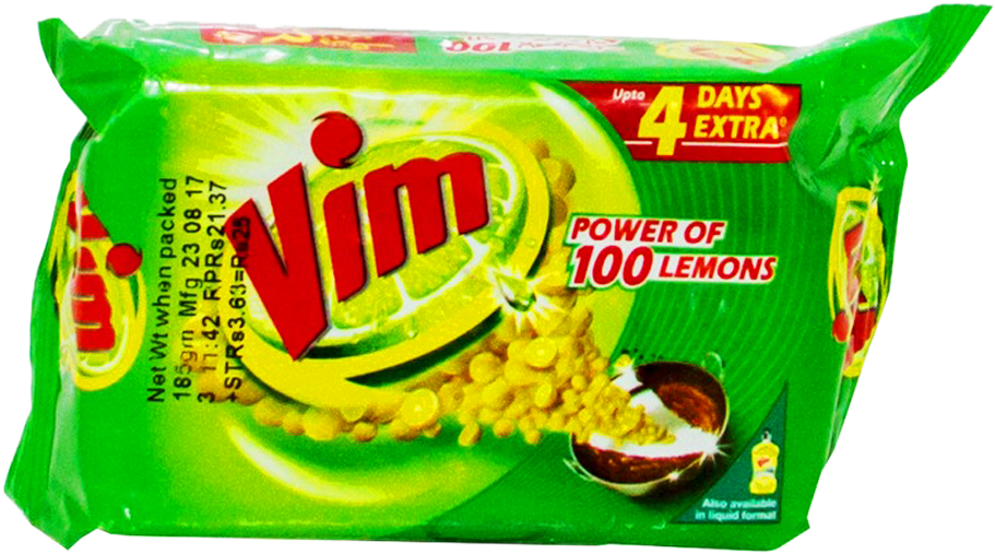 Vim Dishwash Bar Lemon & Pudina 2in1 185 Gm - Vim Dishwash Bar 75 Gm (1000x1000), Png Download