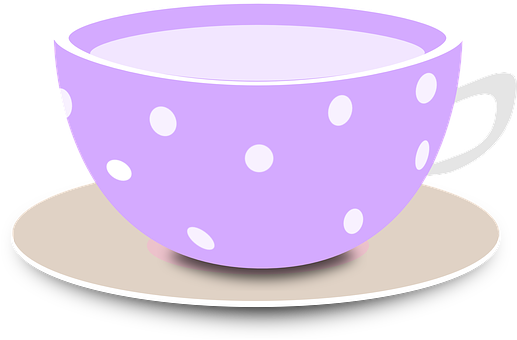 Cup Purple Tea Bowl Empty Dotted Saucer Cu - It's Always Tea Time! Throw Blanket (517x340), Png Download