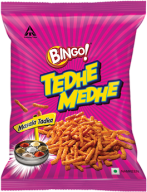 Bingo Tedhe Medhe Masala Tadka 75gm Rs - Bingo Tedhe Medhe Achari Masti (500x500), Png Download