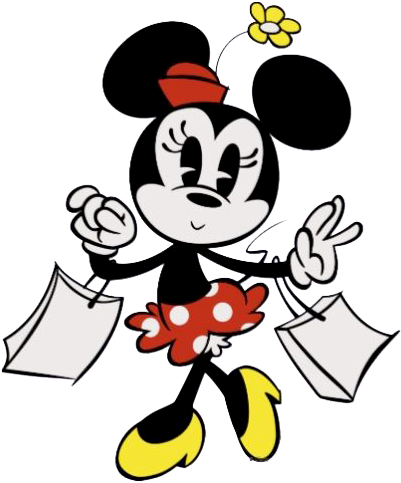 Cartoonminshop - Minnie Mouse Shopping Gif (409x489), Png Download