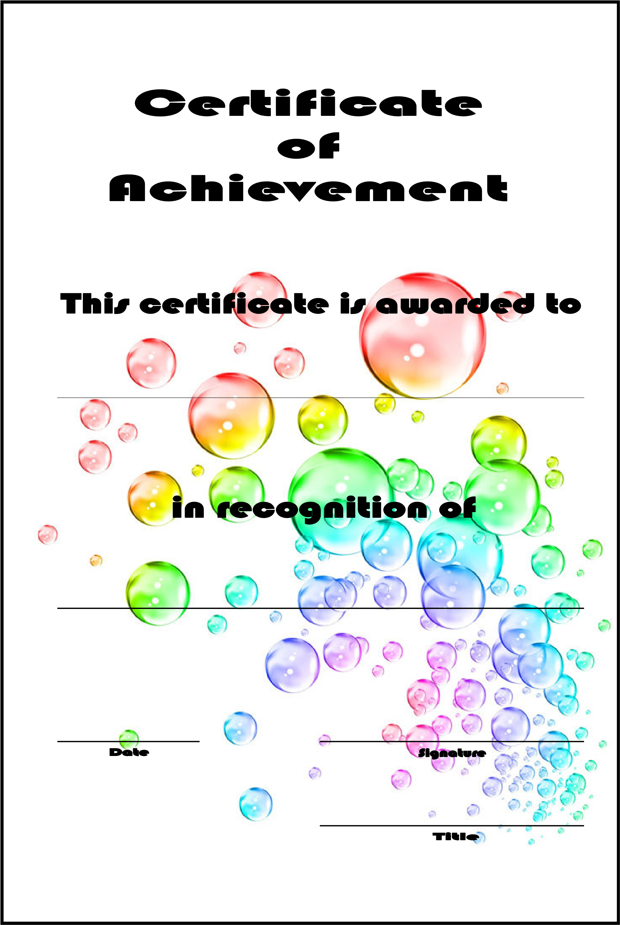 Certificate Of Achievement Example Main Image - Template (2480x3508), Png Download