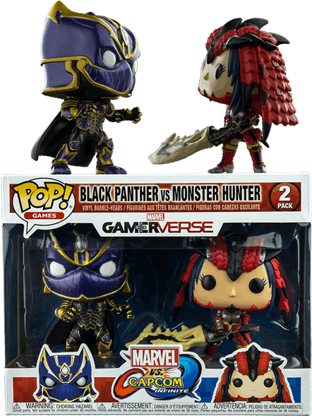 Black Panther Vs Monster Hunter Pop Vinyl Figure 2-pack - Marvel Vs Capcom Infinite Funko Pop (600x600), Png Download