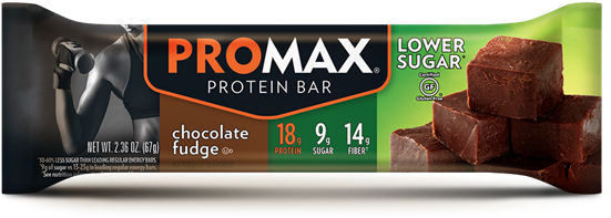 Lower Sugar Chocolate Fudge - Promax Nutrition Energy Bar - Chocolate Chip Cookie (600x251), Png Download
