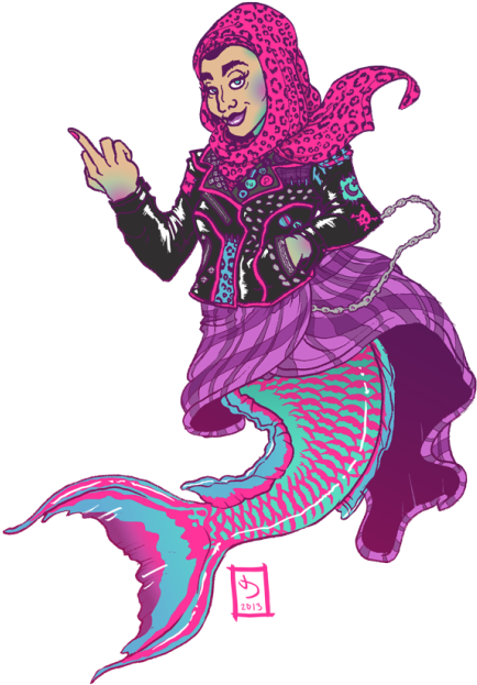 Illustration Art Fuck You Grunge Punk Mermaid Leopard - Illustration (500x681), Png Download