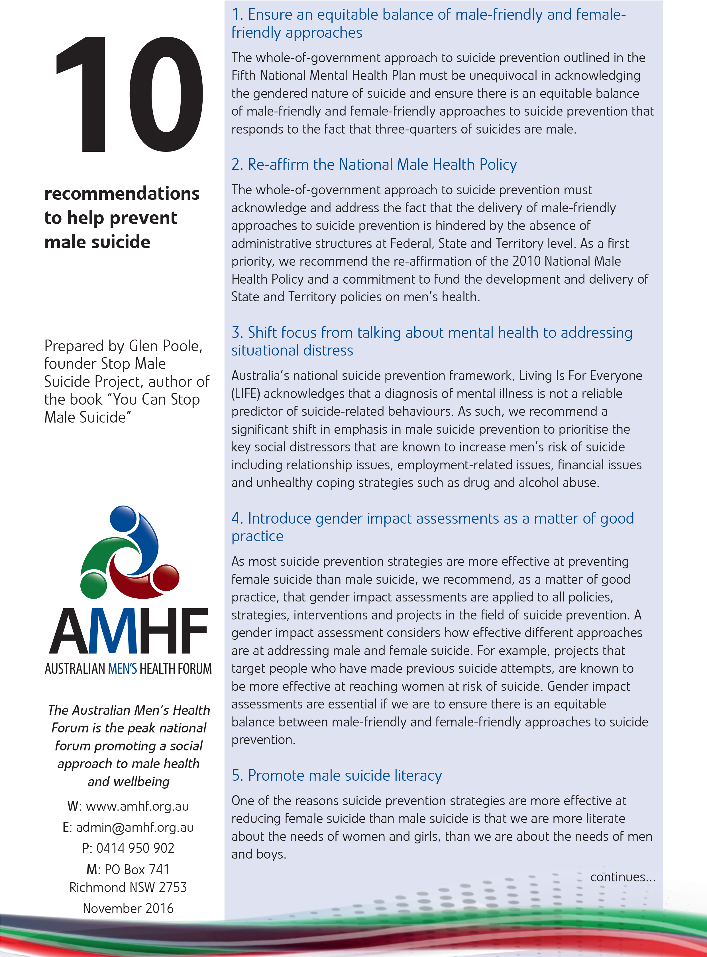 009 Kp04 10 Reccomendations To Prevent Male Suicide - Suicide (2480x3470), Png Download