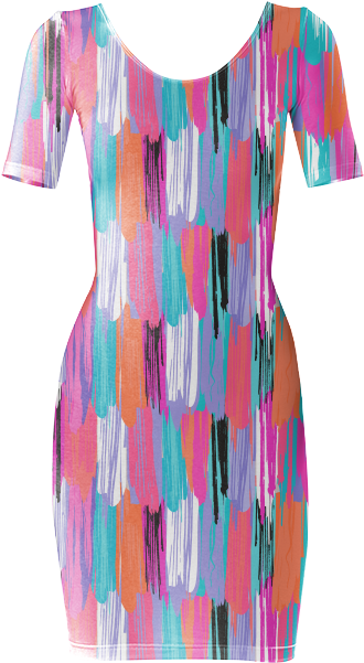 Paint Stripe Body Con Dress $85 - Day Dress (400x621), Png Download