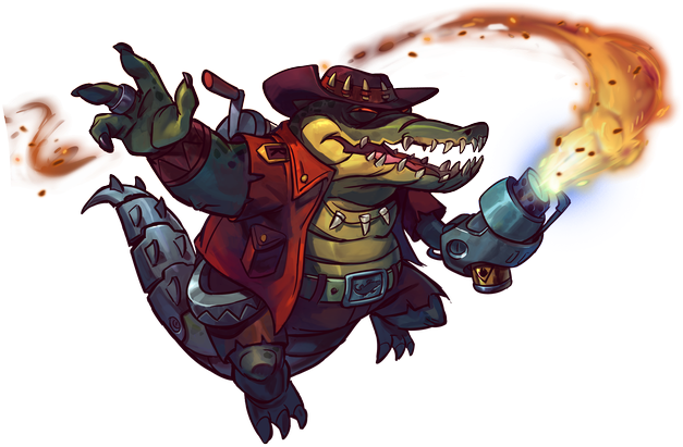 With His Trapping Hook And A Tail To Run Away From - Awesomenauts Smiles (640x493), Png Download