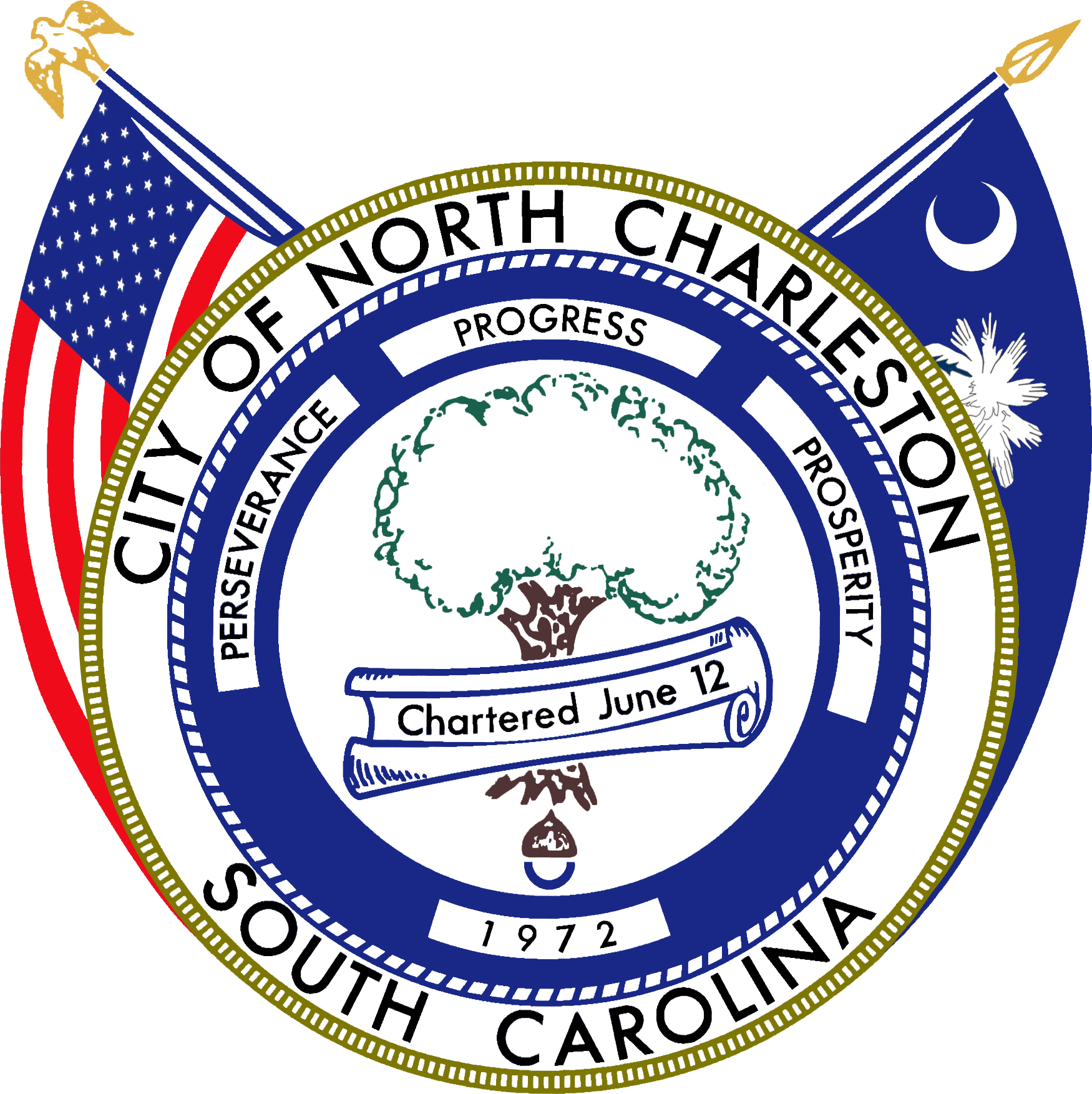 Seal Of North Charleston, South Carolina - North Charleston Seal (1750x1753), Png Download