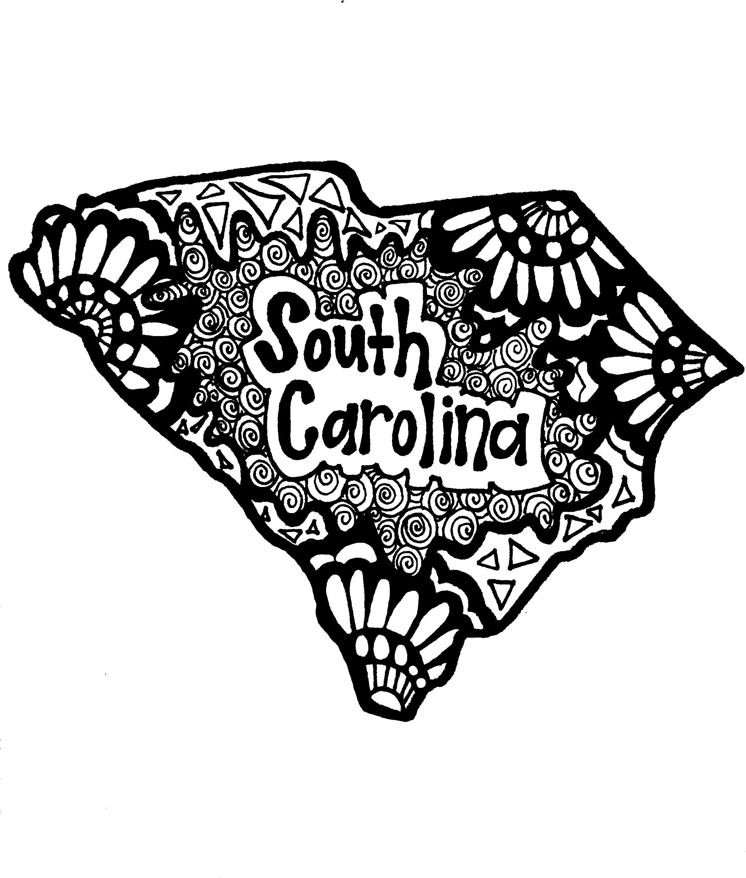 South Carolina Zentangle - Illustration (2448x3264), Png Download