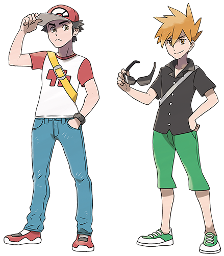 Official Art Of Pokemon Champions Red And Blue As They - Pokemon Sun And Moon Red And Blue (500x500), Png Download