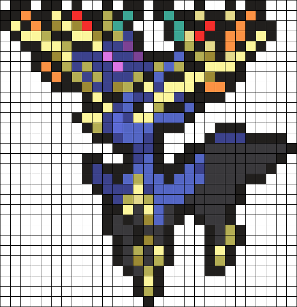 Xerneas Pokemon Sprite Perler Bead Pattern / Bead Sprite - Perler Beads Pokemon Xerneas (610x631), Png Download