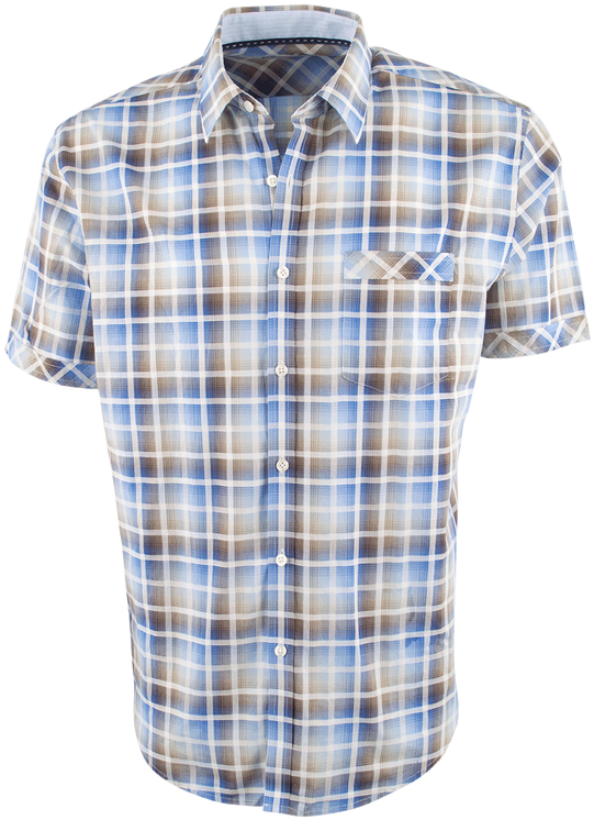James Campbell Short Sleeve Brown Chimala Plaid Shirt - James Campbell Chimala Plaid Shirts (544x800), Png Download