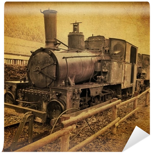 Old Steam Train On Old Texture Background Self-adhesive - Steam Locomotive (400x400), Png Download