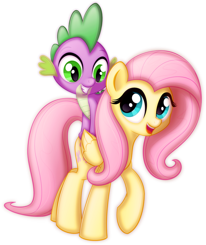 Fluttershy Rainbow Dash Applejack Pink Mammal Cartoon - Fluttershy And Spike (699x830), Png Download