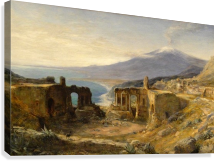 June In The Austrian Tyrol John Macwhirter Canvas Print - Mount Etna From The Greek Theatre, Taormina, Sicily (429x324), Png Download