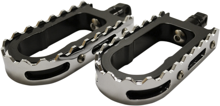 Black Bmx/beartrap Style Footpegs W/chrome Teeth - La Choppers Black/chrome Bmx Footpegs, Steel (755x366), Png Download