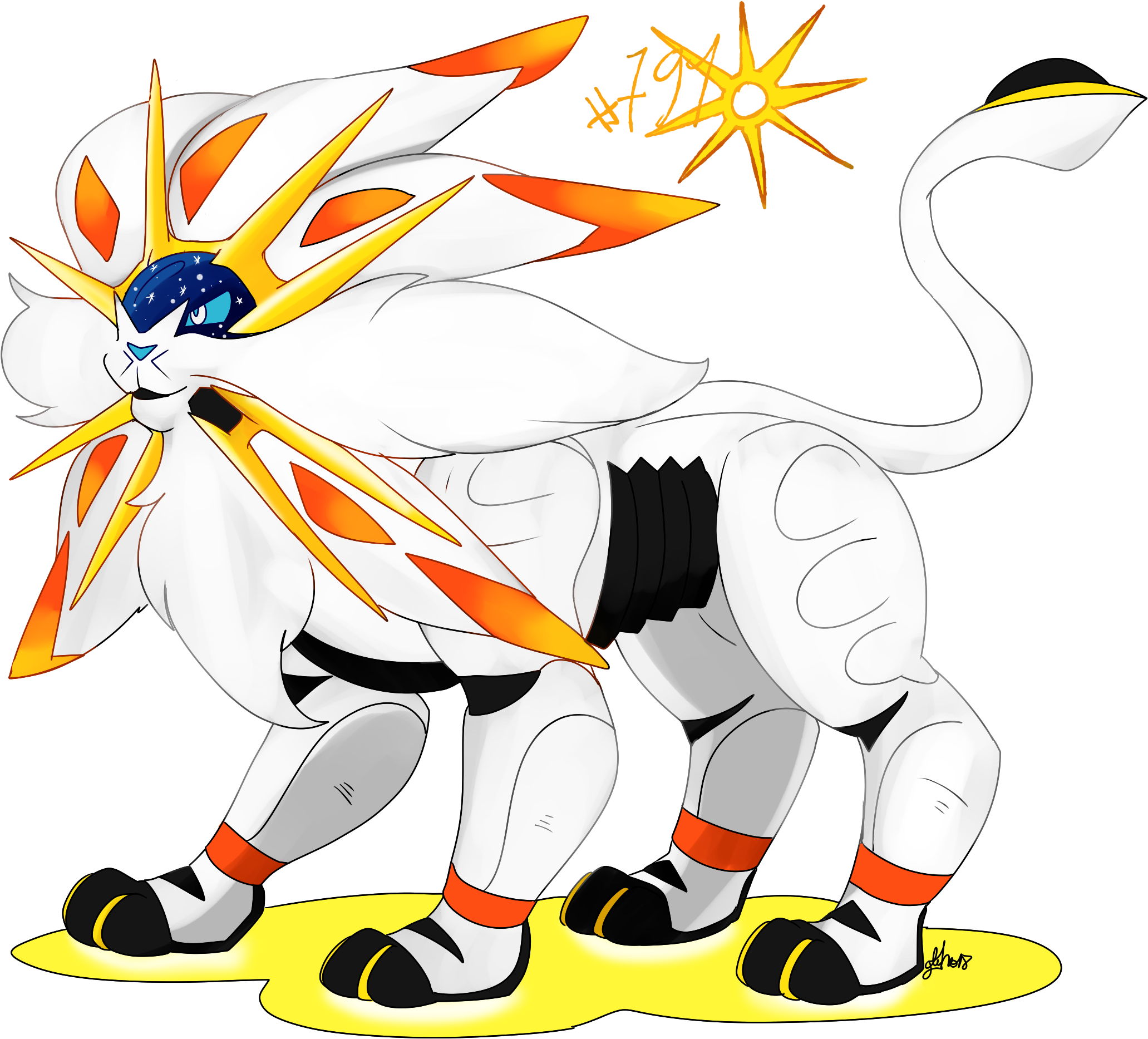 Solgaleo Par - Drawing (2288x1998), Png Download
