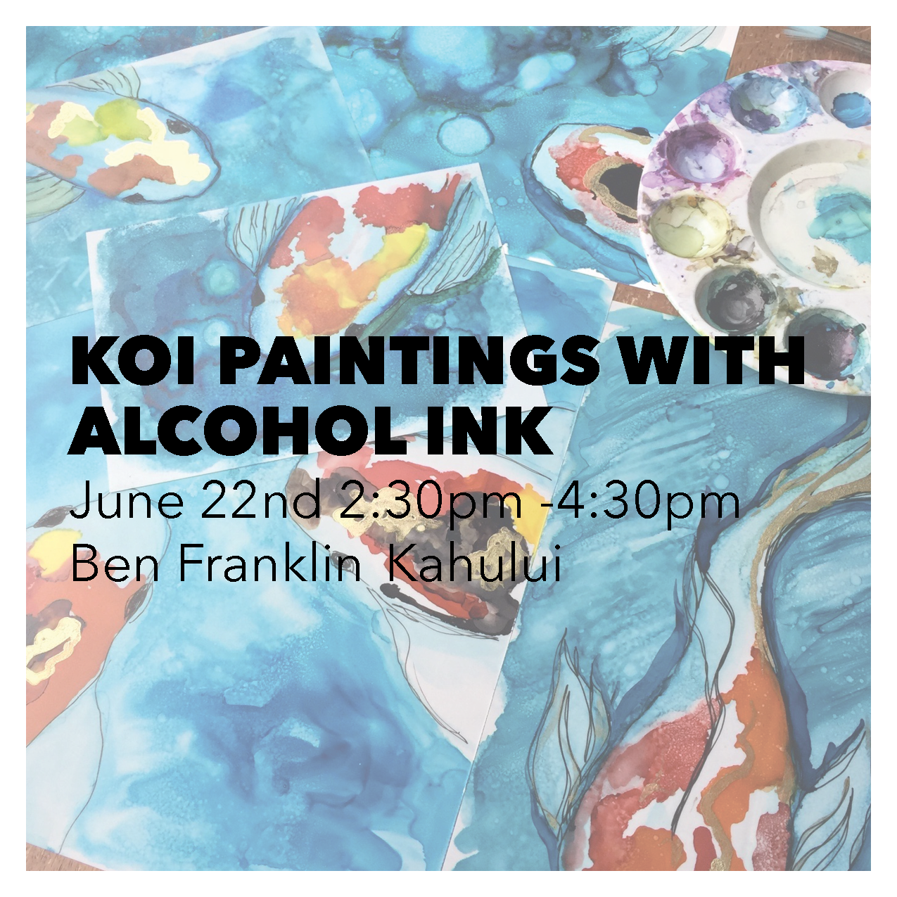 Koi Paintings With Alcohol Ink (1275x1275), Png Download