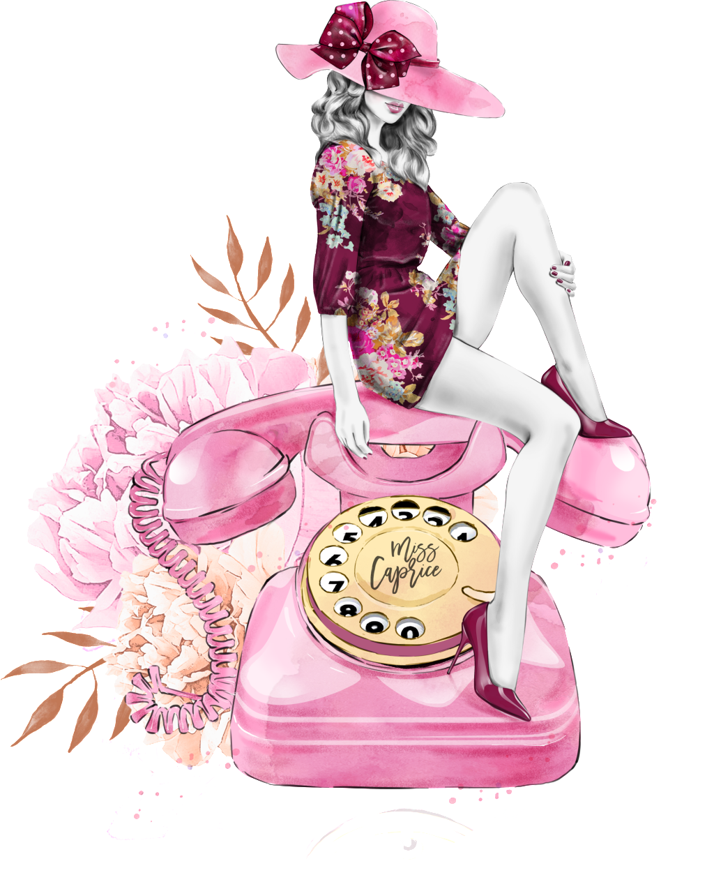 Png Transparente Para El Viejo Teléfono Rosa Dibujos - Party Girl Fashion Illustration (1024x1264), Png Download