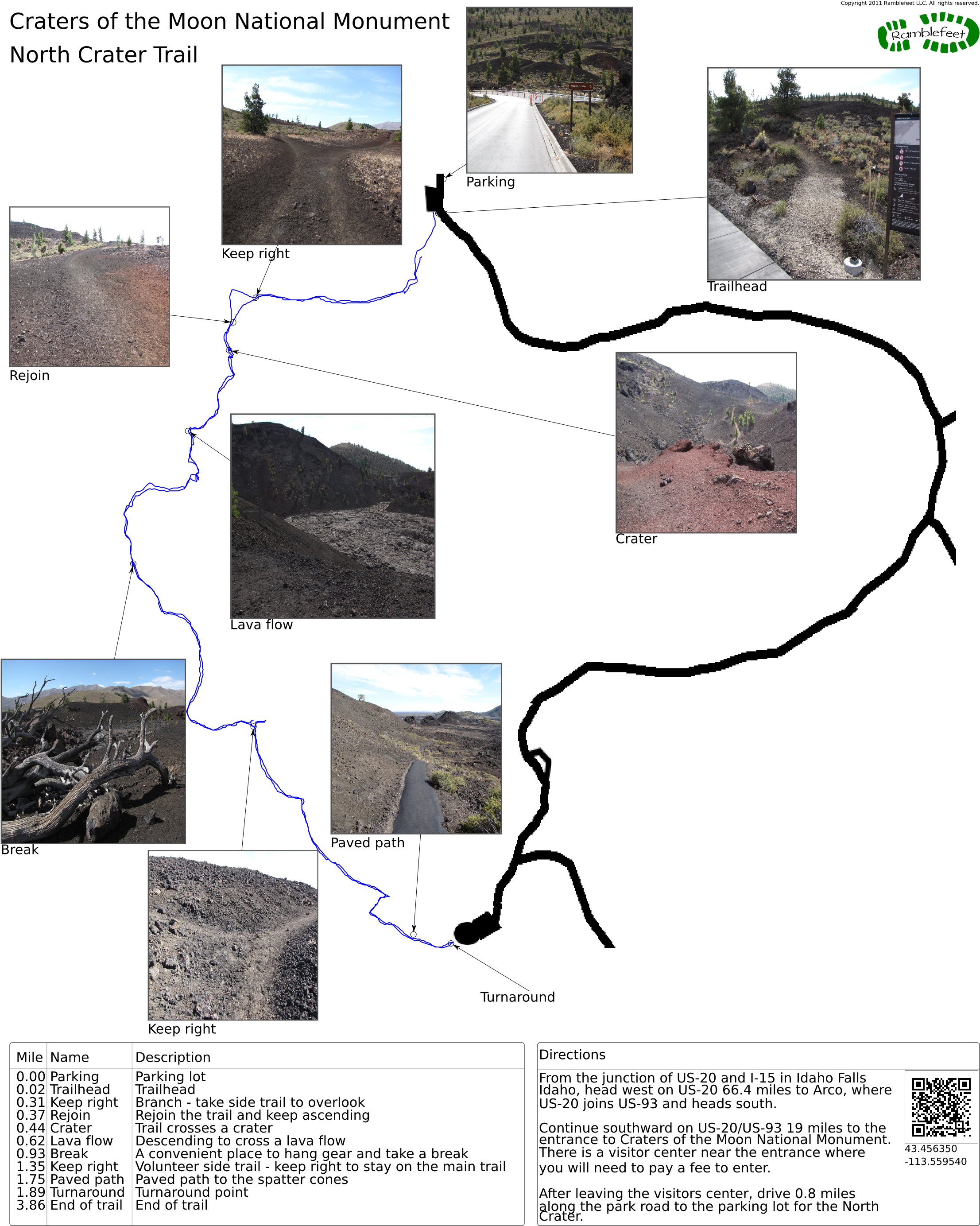 North Crater Trail - Caves Trail Craters Of The Moon National Monument (2250x2800), Png Download