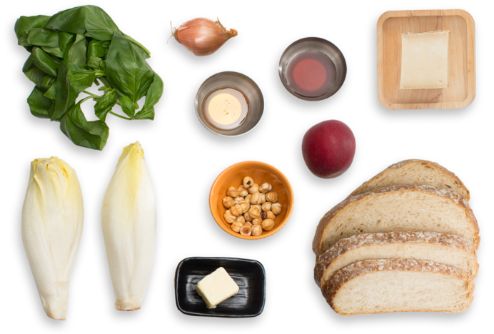 Fontina & Basil Grilled Cheese Sandwiches With Summer - Endive (700x477), Png Download