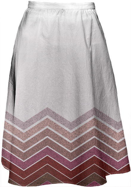 Painterly Red And Pink Chevron Zig Zag Boarder Skirt - Miniskirt (447x646), Png Download