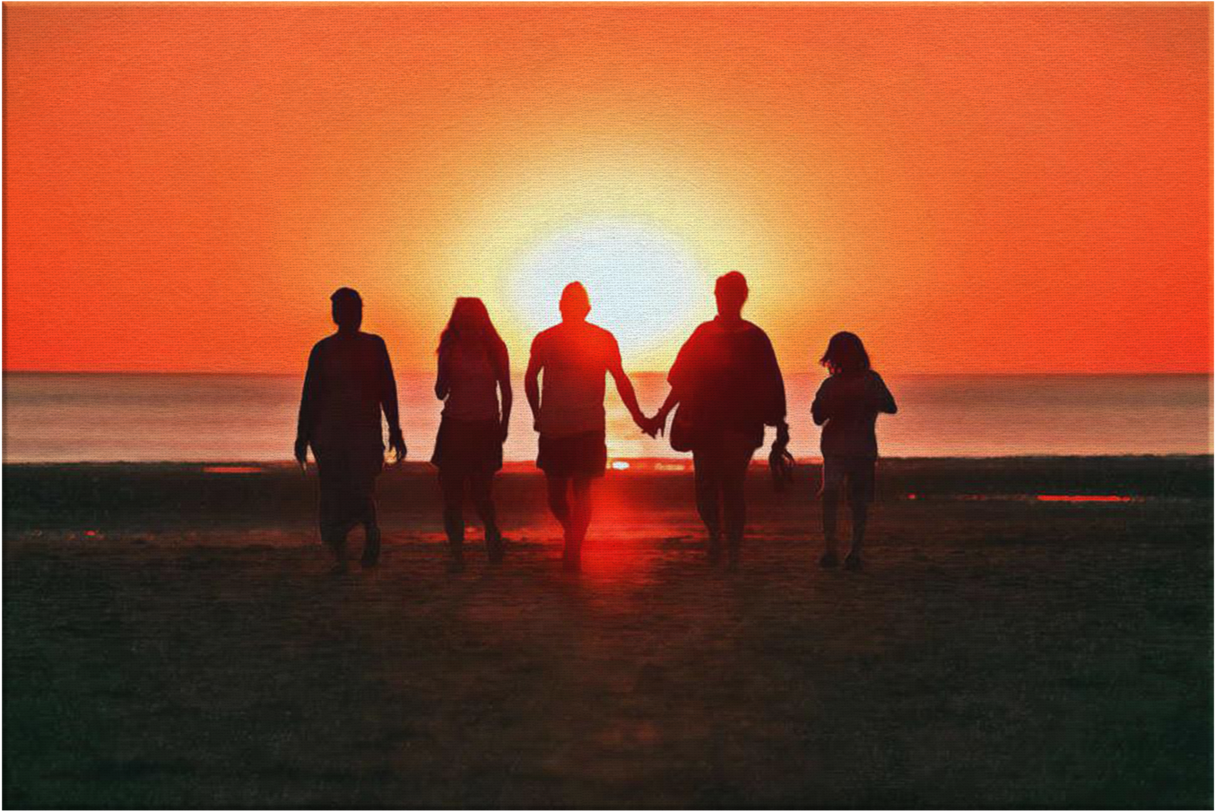 Limited Edition Family On The Beach Oil Painting Print - Ponsacco - Los Angeles: Sulle Tracce Di Bruce Springsteen (1400x1400), Png Download