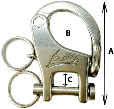 70 Mm Long Snap Shackle With Pin - Millimetre (396x380), Png Download