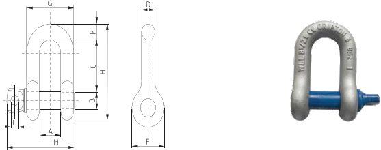 Screw Pin D Shackle - Screw Pin Dee Shackle (557x220), Png Download