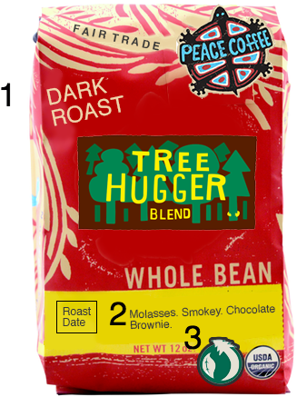 Picture - Peace Coffee Organic Whole Bean 12 Oz - Espresso Blend (450x450), Png Download