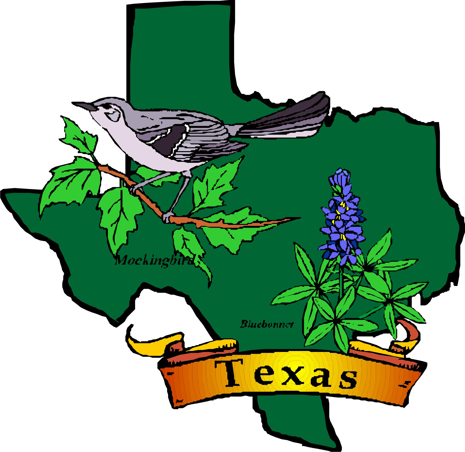 Texas Theme Day Camp, Shac Png Transparent - State Flower And Bird Of Texas (1500x1459), Png Download