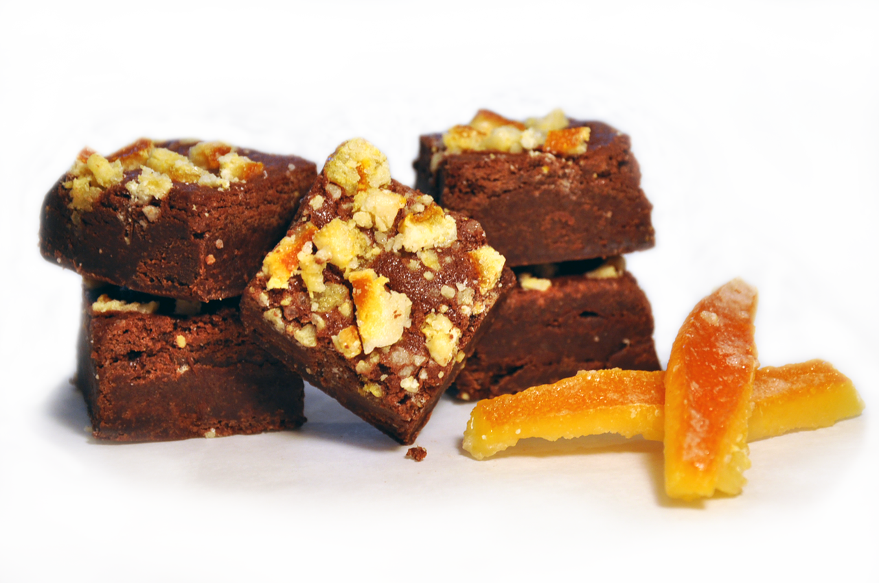 Hand Candied Orange In Chocolate Orange Truffle Brownies - Chocolate (1280x850), Png Download