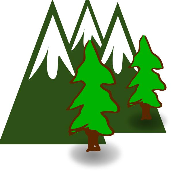 This Free Clipart Png Design Of Evergreen Mountains (594x598), Png Download