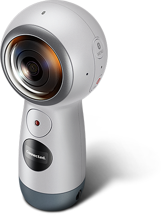 A Three-quarter View Of The New Gear 360 From The Left - Samsung Gear 360 (2017 Edition) Spherical Cam 360 4k (326x439), Png Download