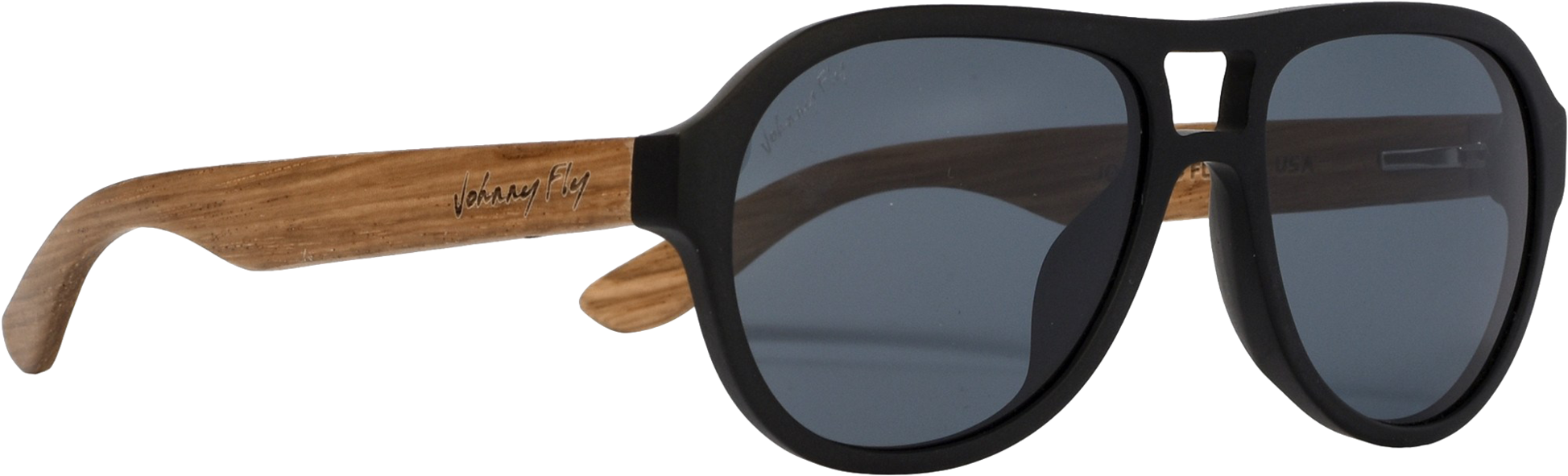 Fighter Zebrawood Sunglasses - Matte Black / Smoke (2000x2000), Png Download