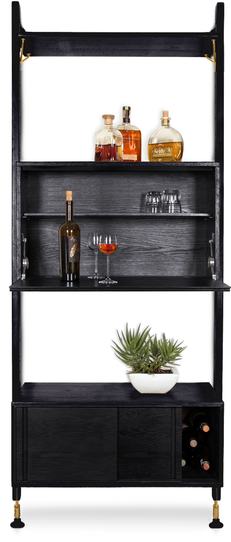 166 B Theo Wall Unit With Bar Counter V=1516683887 - Brayden Studio Lowes Shelving Unit Bar W/ Storage, (1800x1200), Png Download