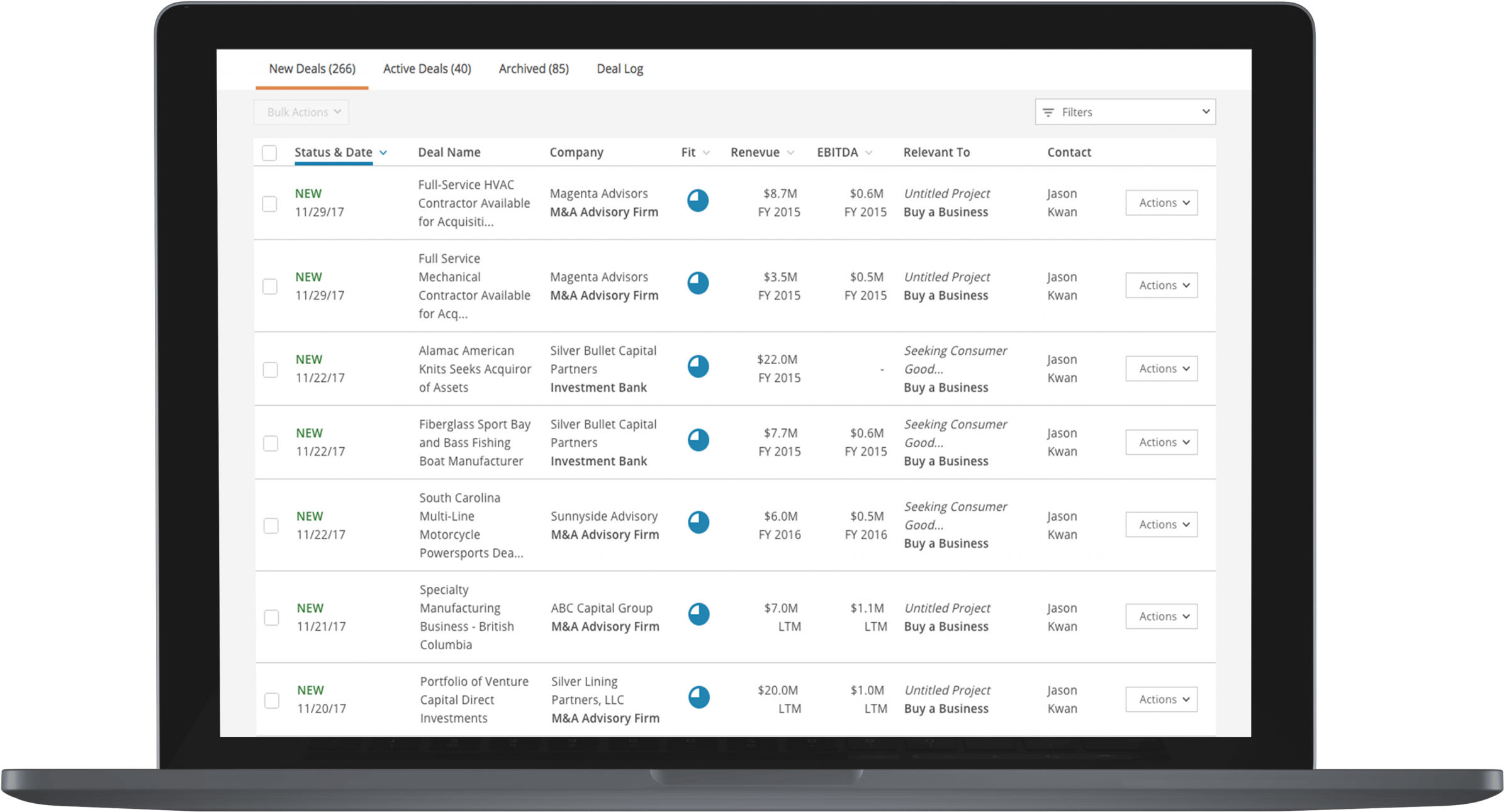 Track The Status Of Your Deals Through Each Stage Of - Laptop (2500x1406), Png Download