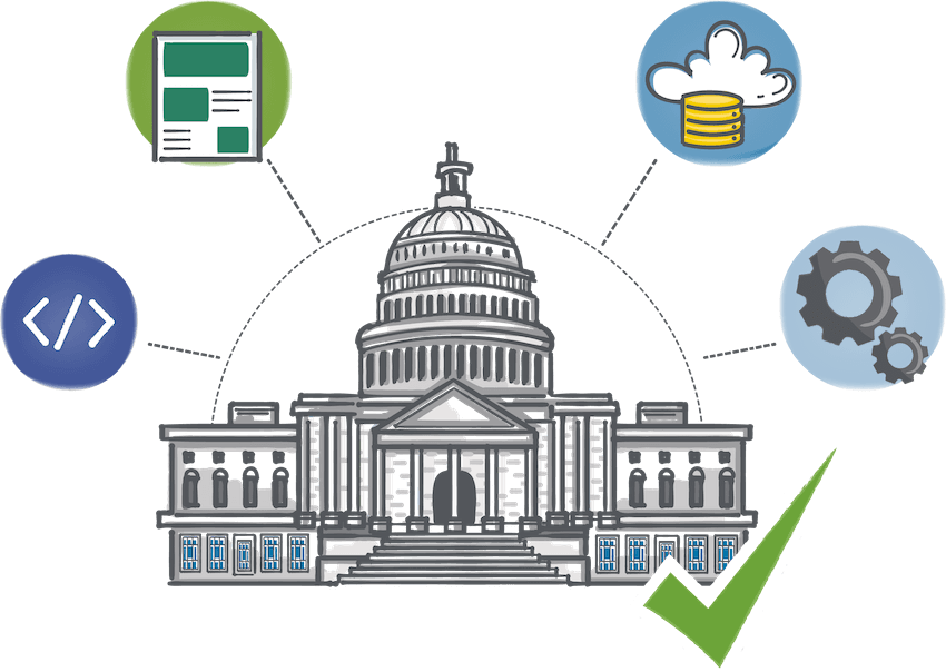 An Image Of A Government Building With Abstract Vendor - Digital Payment In Government Icons (850x604), Png Download