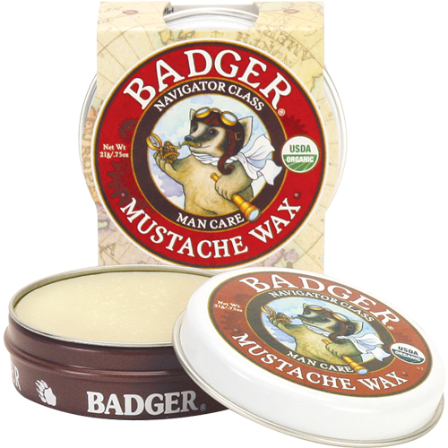 Organic Mustache Wax - Badger Mustache Wax (500x500), Png Download