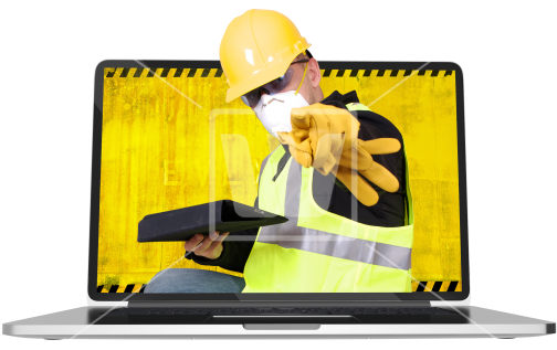 Contractor In Laptop Png - Content Management System (550x366), Png Download