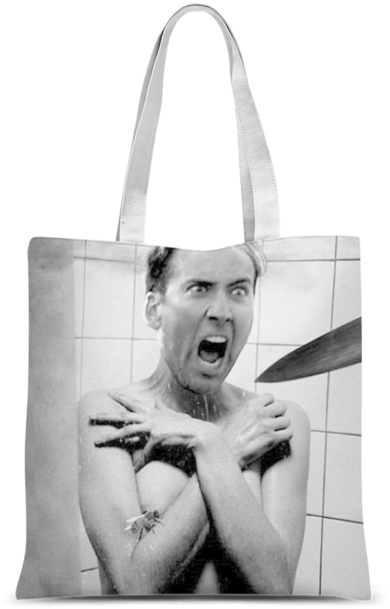 Psycho ﻿classic Sublimation Tote Bag - Nicolas Cage In The Shower (900x900), Png Download