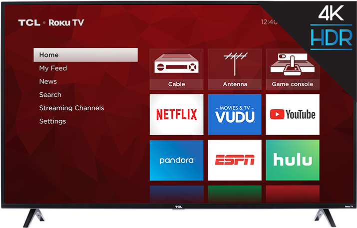 Tcl 55" Class S-series 4k Uhd Led Roku Smart Tv 55s421 - Tcl 4k 65 (720x480), Png Download