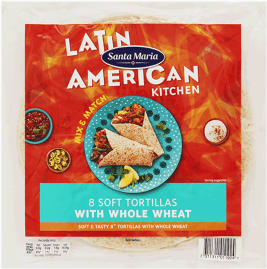 Soft Tortillas With Whole Wheat - Santa Maria Whole Wheat Soft Flour Tortilla 8pk (480x480), Png Download