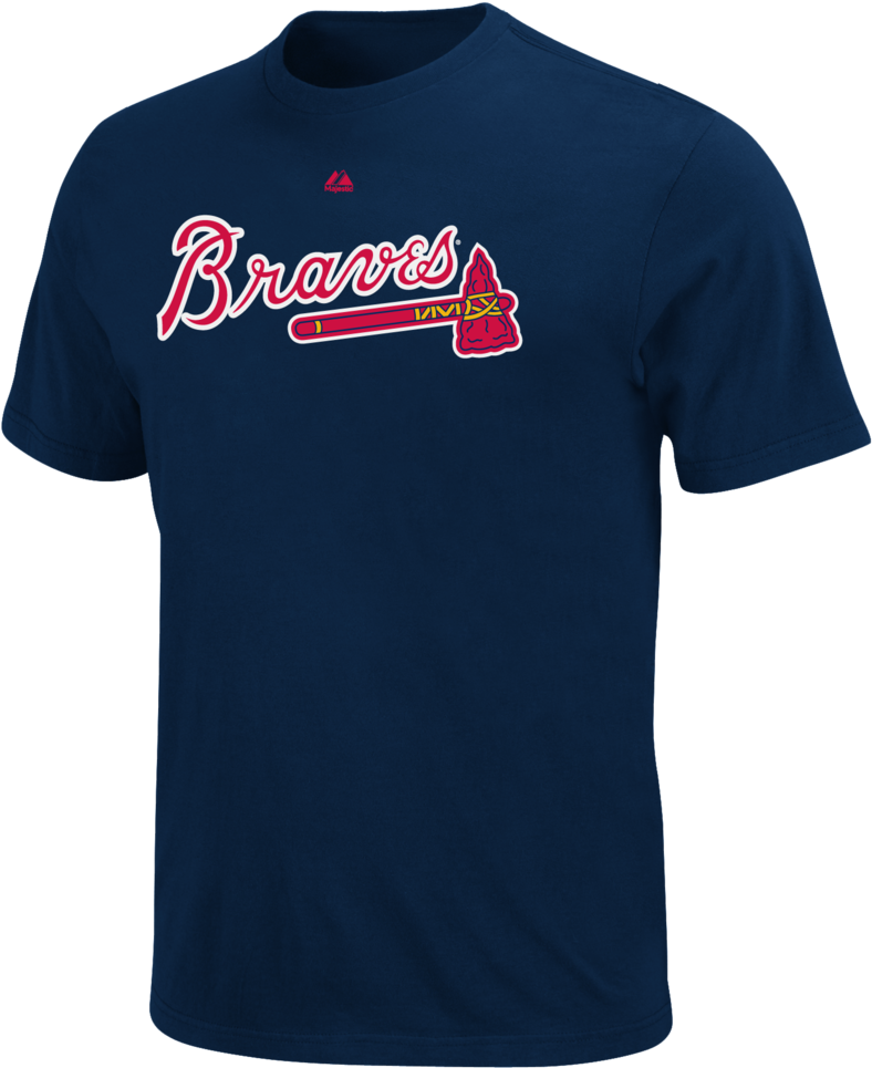 Atlanta Braves Majestic Navy Men's Wordmark T-shirt - Ball Bowling Braves Bowling Ball (1024x1024), Png Download