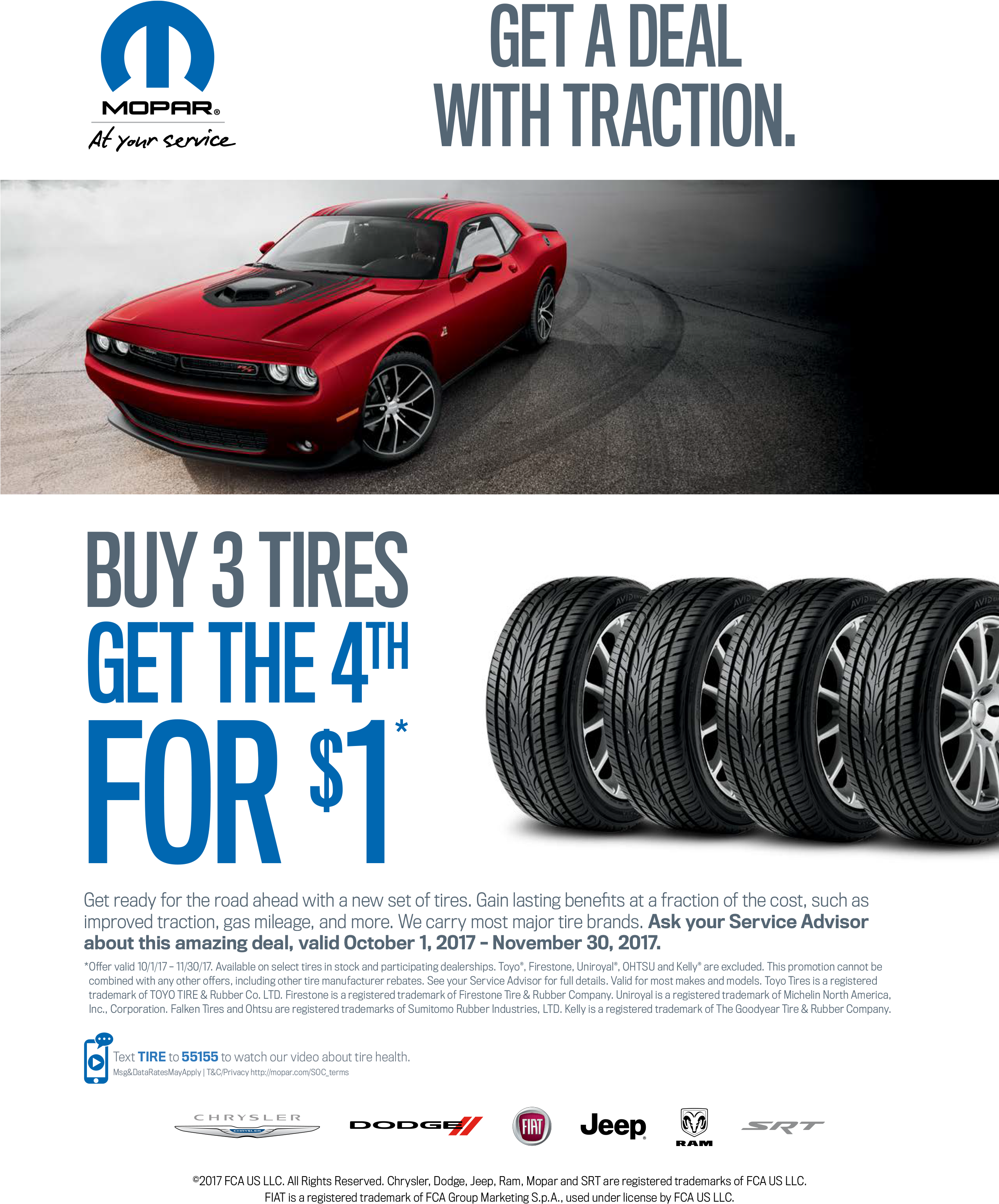 During Our Fall Tire Sale Get 3 Competitively Priced - 2018 Mopar Buy 3 Tires Get 4th (2550x3137), Png Download