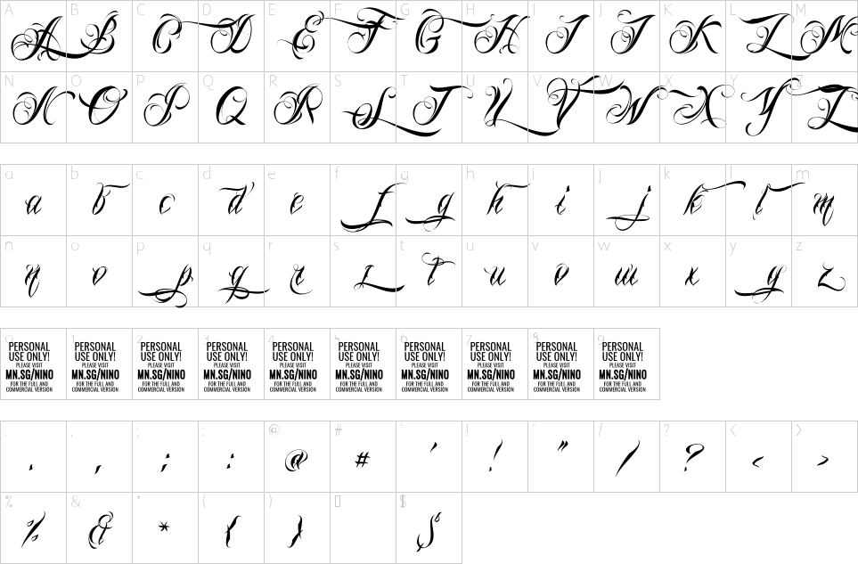 Character Map - Nino Script (963x633), Png Download