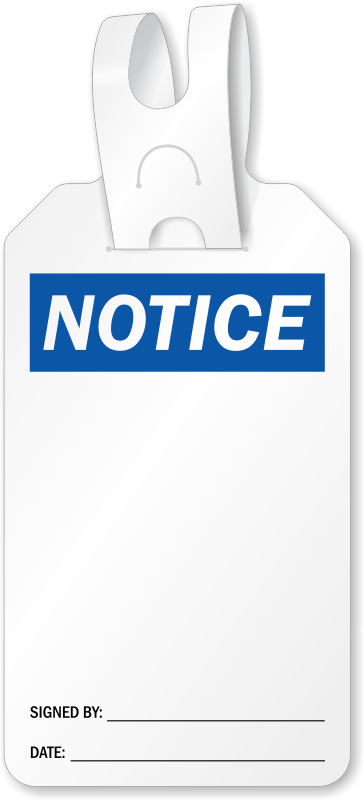 Blank Self Locking Notice Tag - Notice, No Alcoholic Beverages Allowed In Pool Area (364x800), Png Download