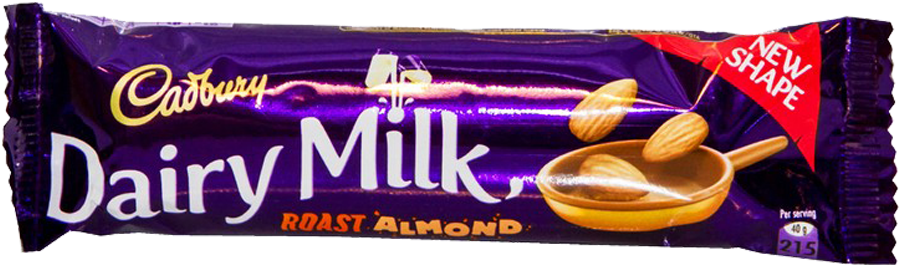 Cadbury Chocolate Dairy Milk Roast Almond 38 Gm - Cadbury Dairy Milk (1000x1000), Png Download