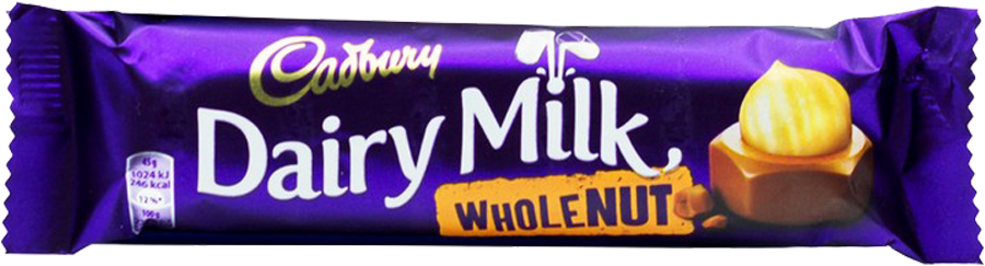 Cadbury Dairy Milk Chocolate Whole Nut 45 Gm - Cadbury Dairy Milk Ice Creams - Min Basket Order £25. (1000x1000), Png Download