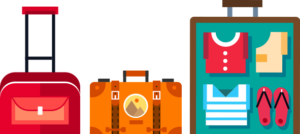 Bag Options - Travel Luggage Illustration Png (591x264), Png Download
